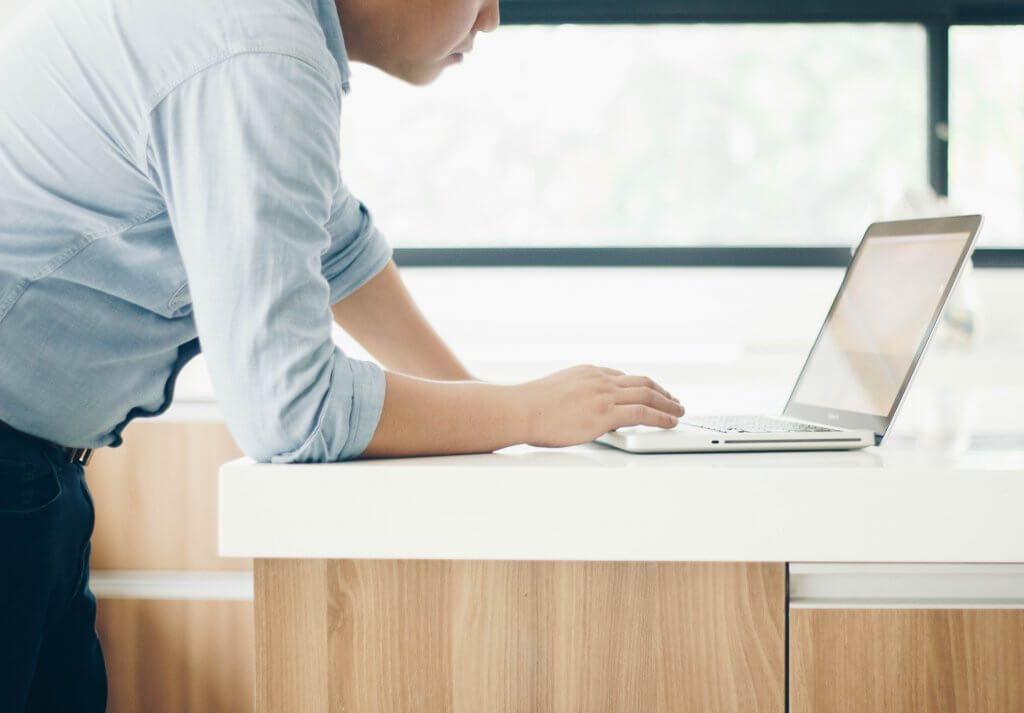 Standing desk in action.