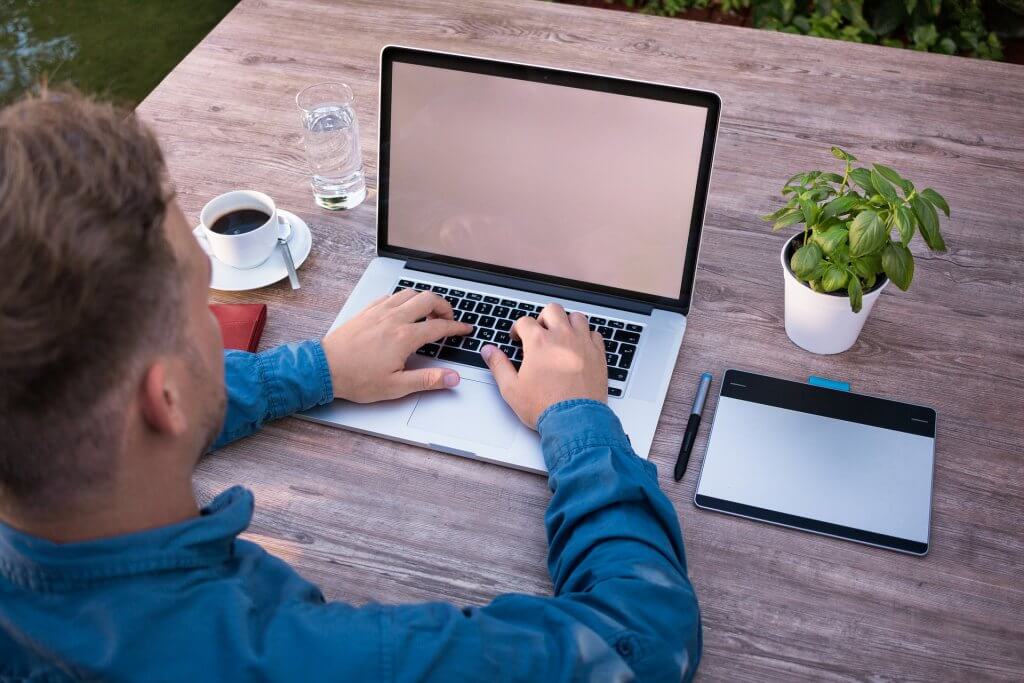 Working remotely outside.