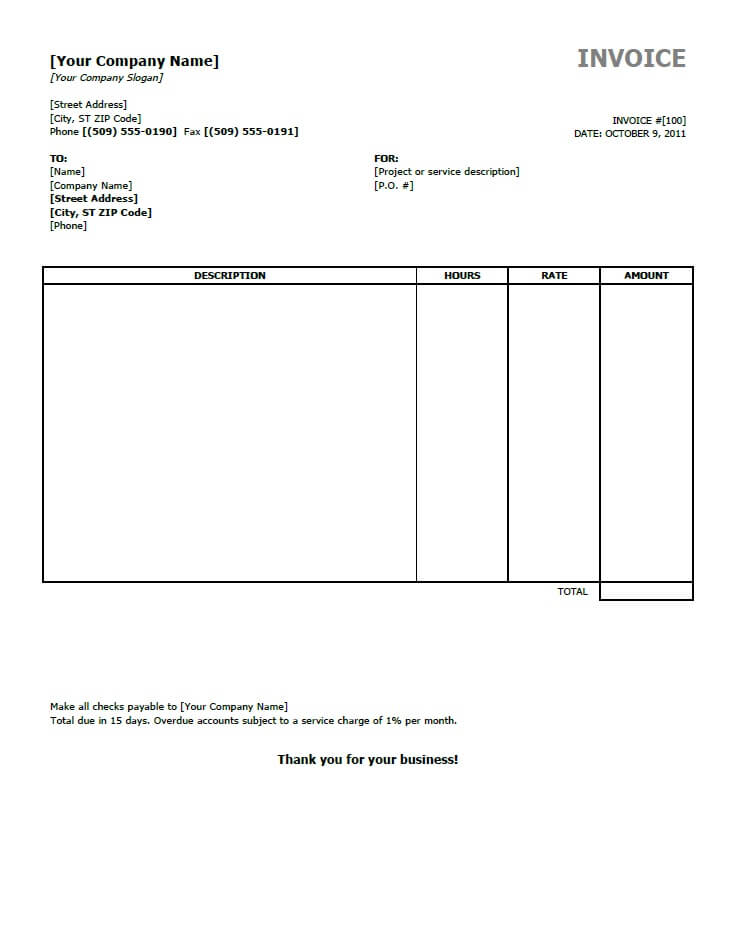 Free Invoice Examples Template