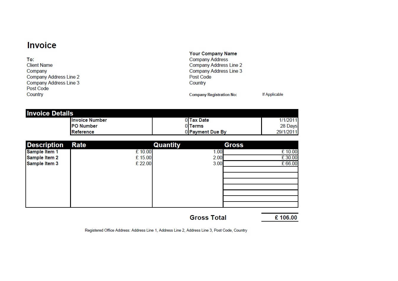 services receipt template