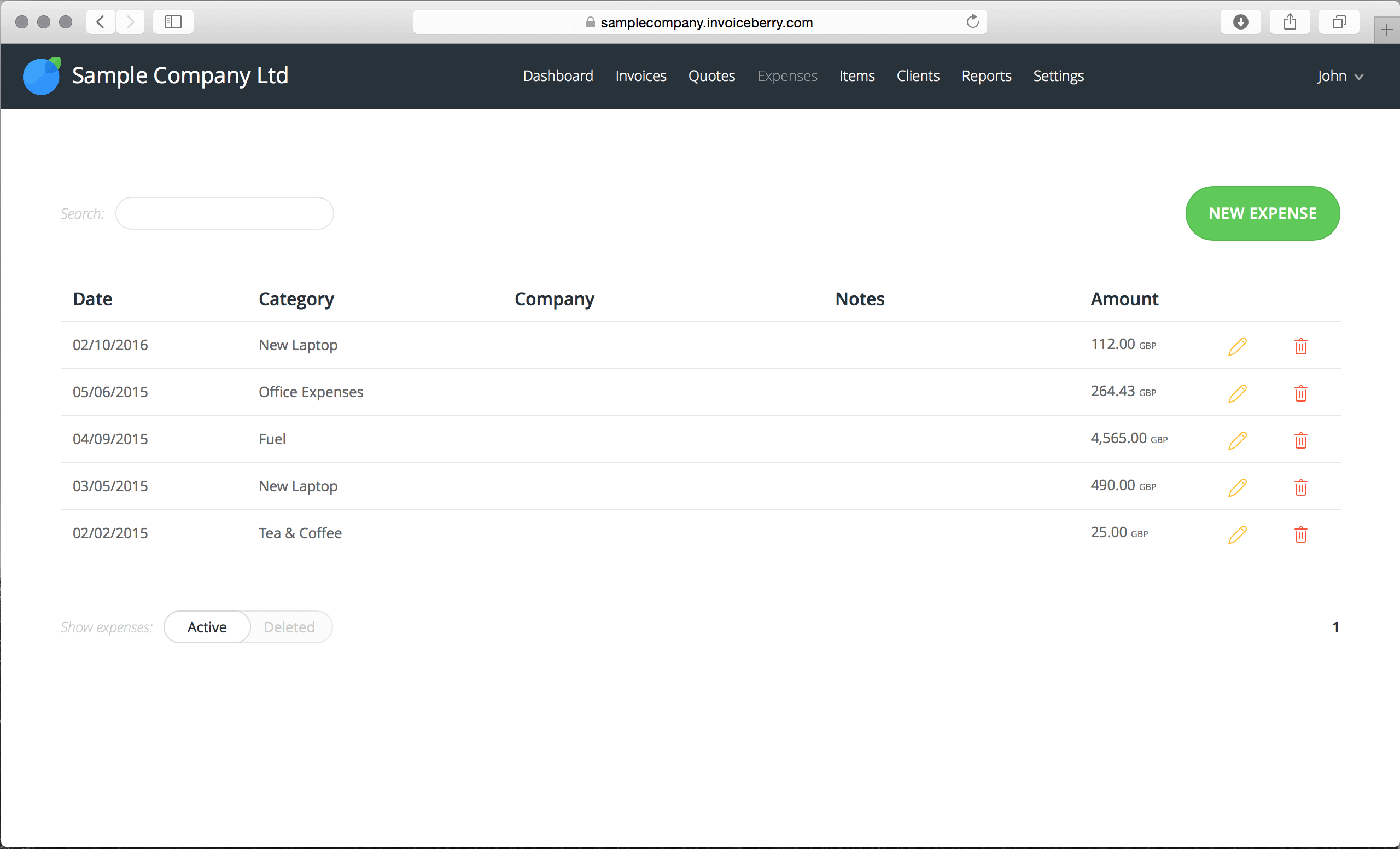 expenses online