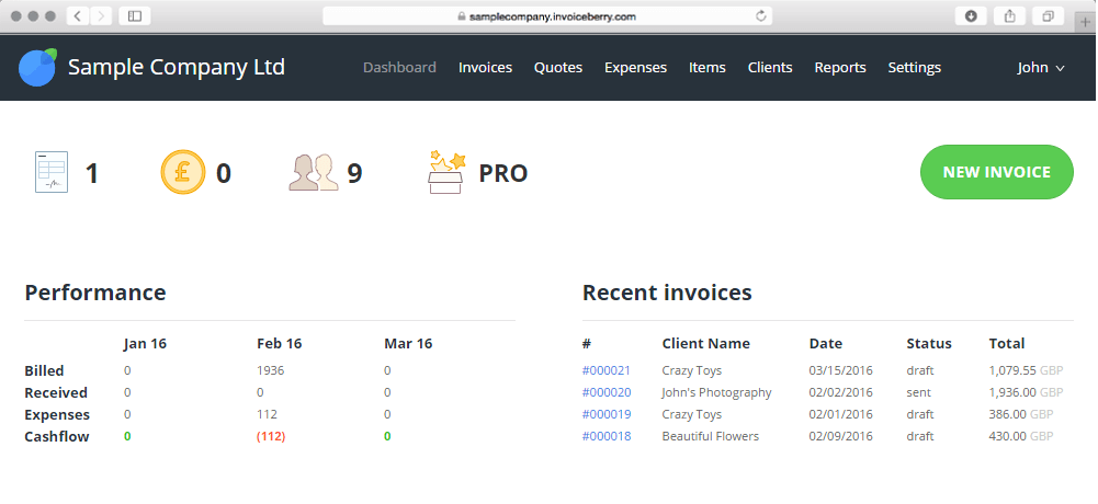 InvoiceBerry online invoicing software