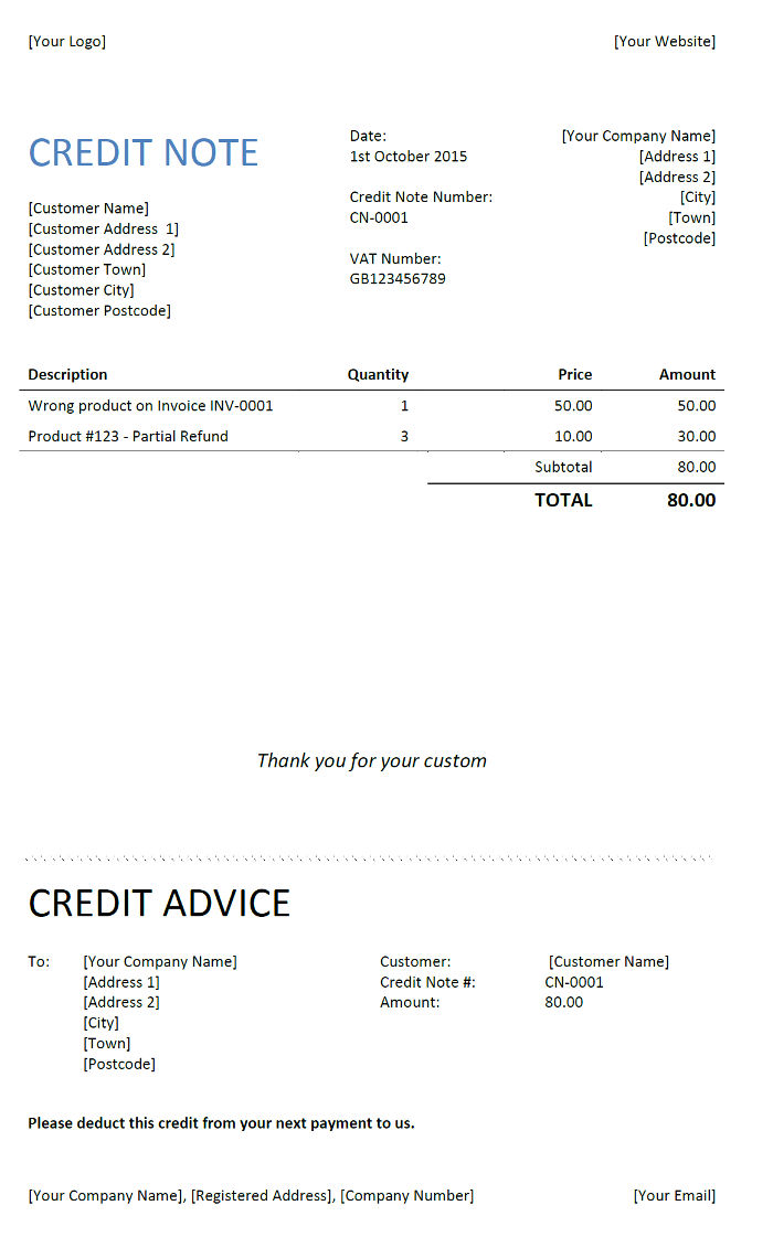 Free Credit Note Templates  InvoiceBerry Pertaining To Credit Note Template On Word Download