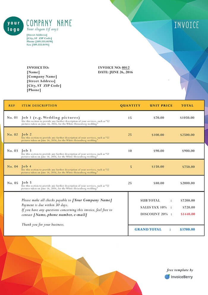 Free Pdf Invoice Templates Invoiceberry