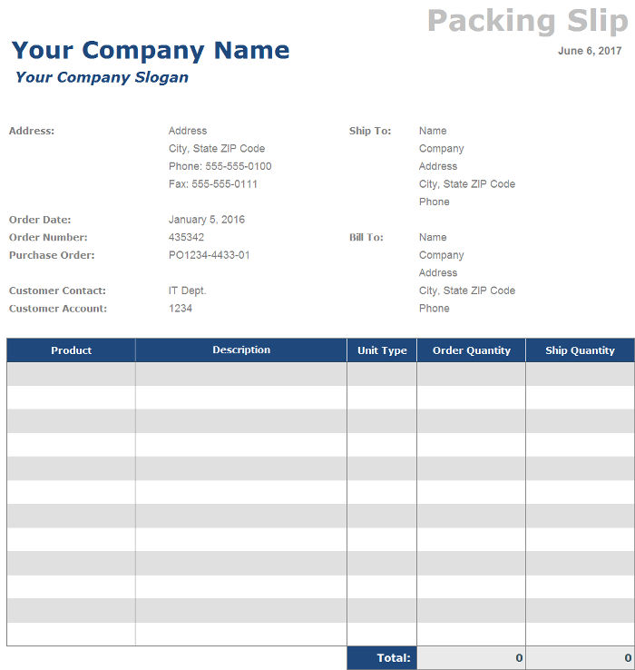 Free Packing Slip Templates | InvoiceBerry