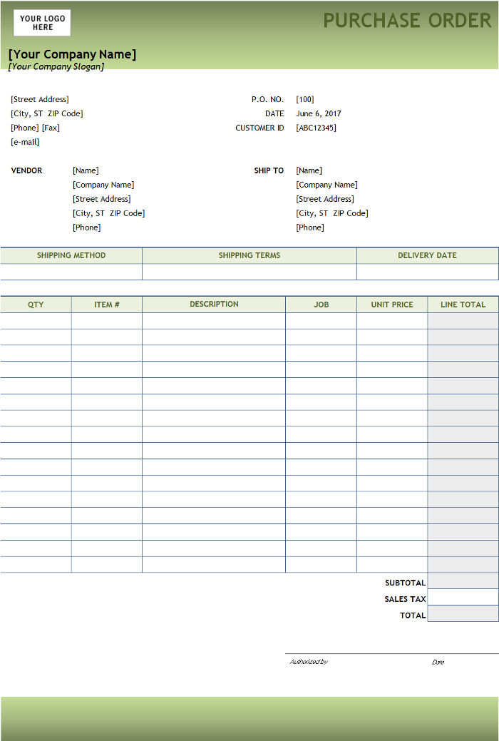 Purchase Order Template Excel from www.invoiceberry.com