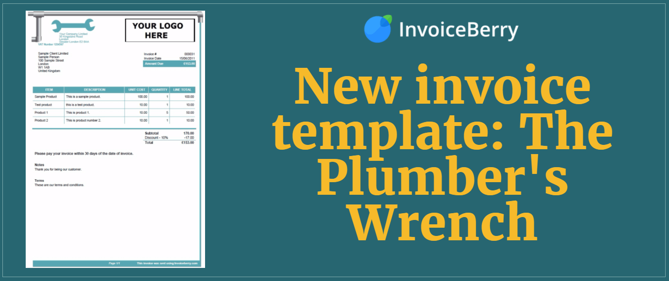 Check out our all new Plumber's Wrench invoice template to help your plumbing business