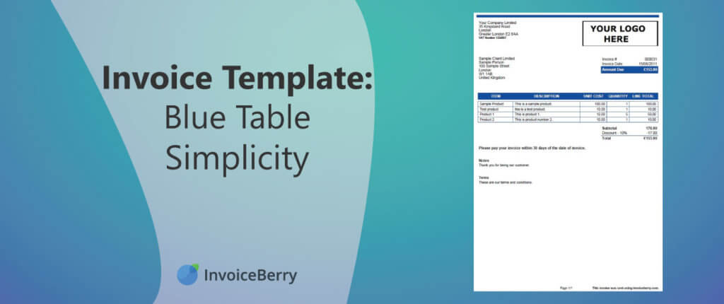 This Blue Table Simplicity will help you create organized, professional invoices