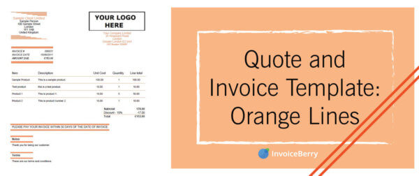 Use our brilliant orange lines quote and invoice template for your business today
