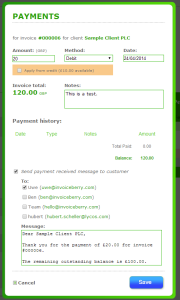 Add Payment: Let your customer know that you received the payment