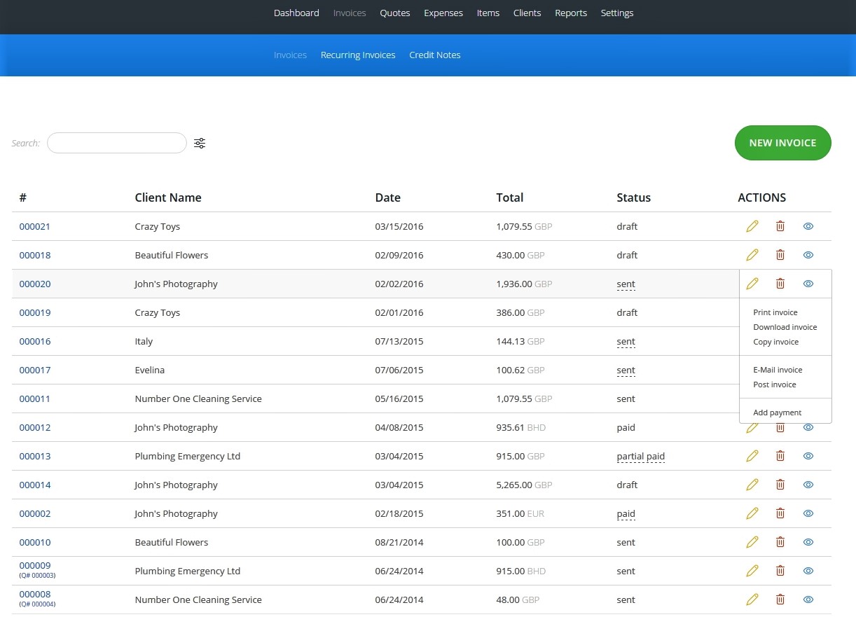 Invoiceberry online invoicing tool for working from home