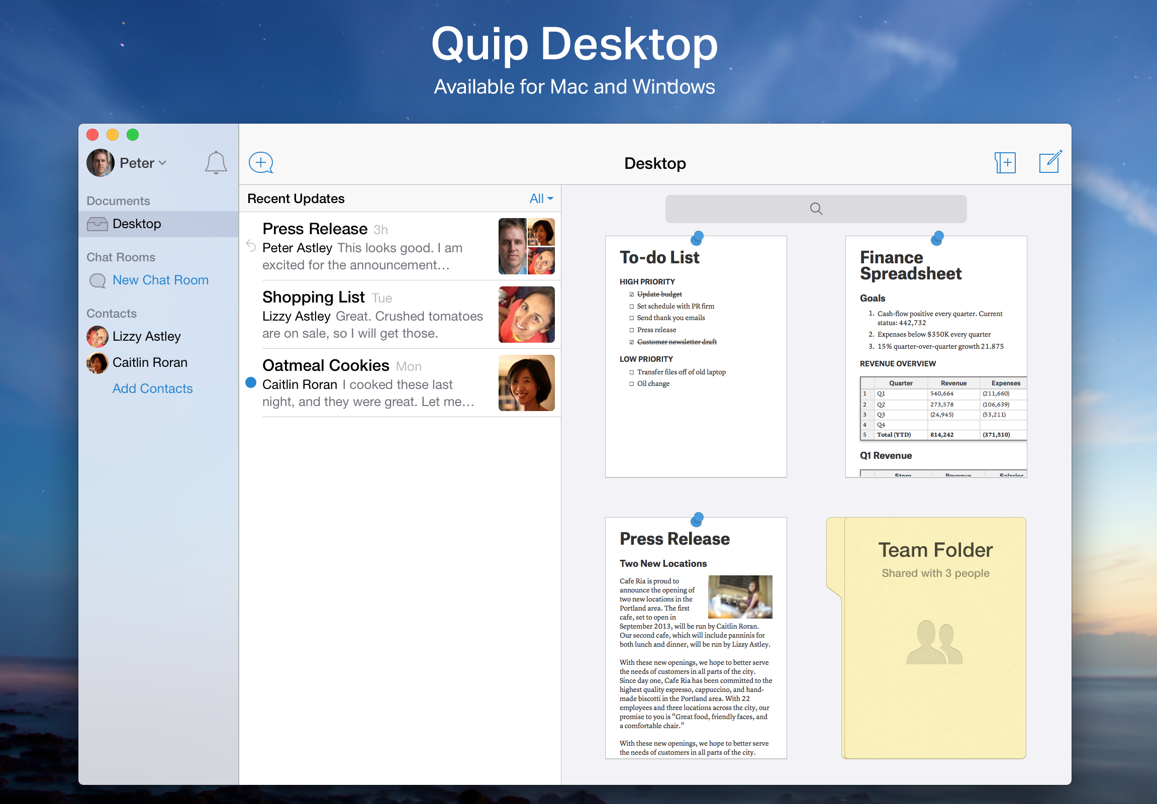 Quip software for working from home