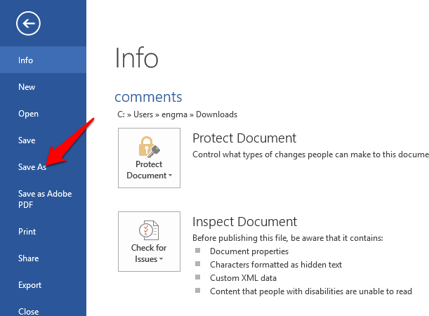 Saving invoice template created with Word