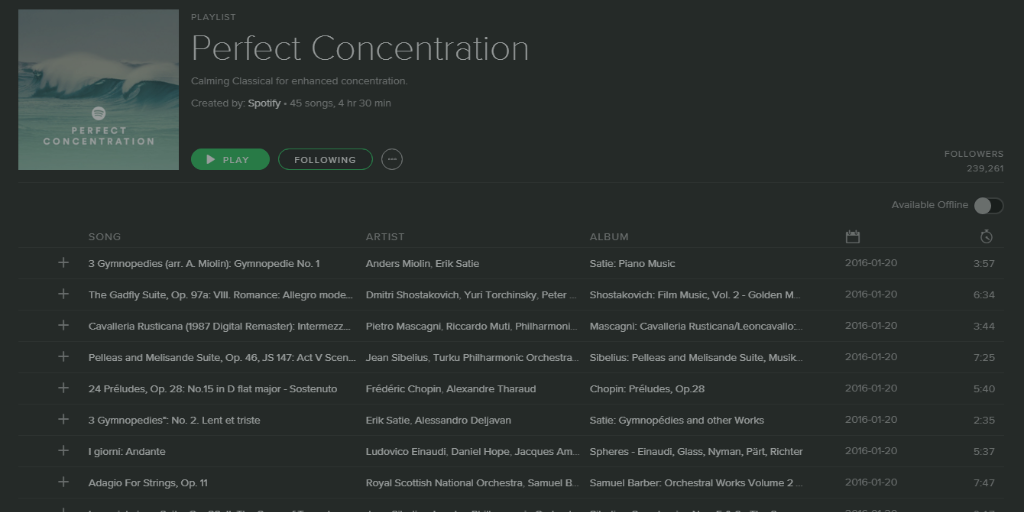 Create playlists for working at home