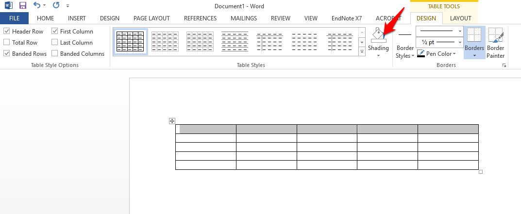 Table formatting for the Word invoice template