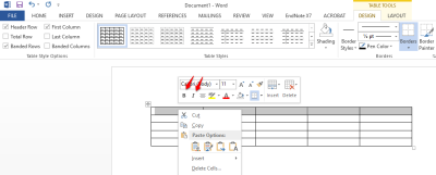 Formatting text in the table of Word invoice template