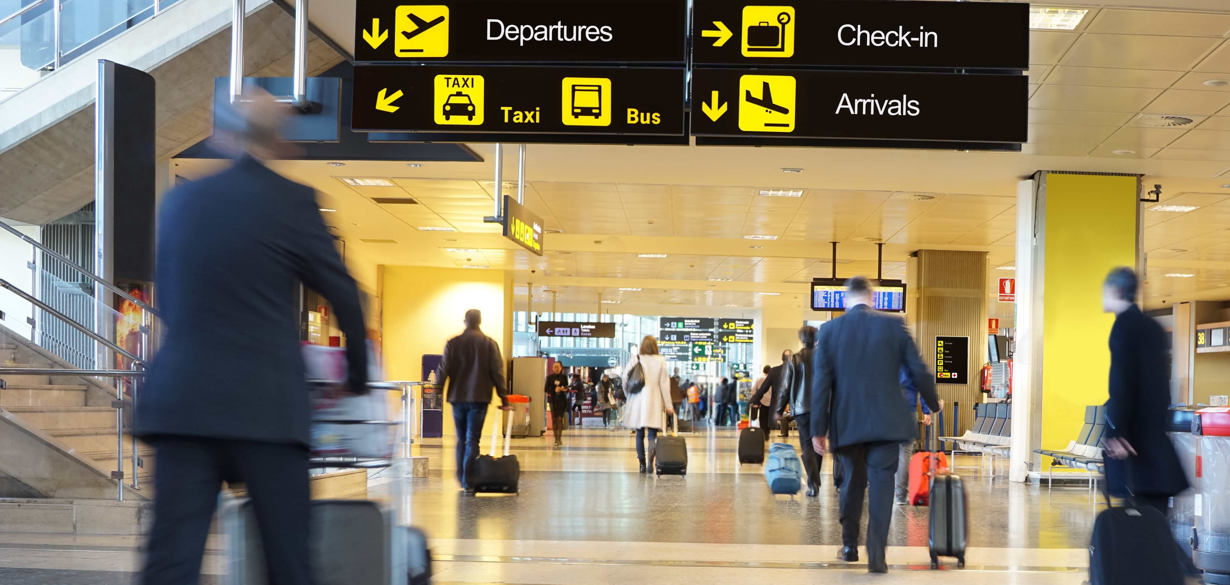 Small business owner at the airport travelling 