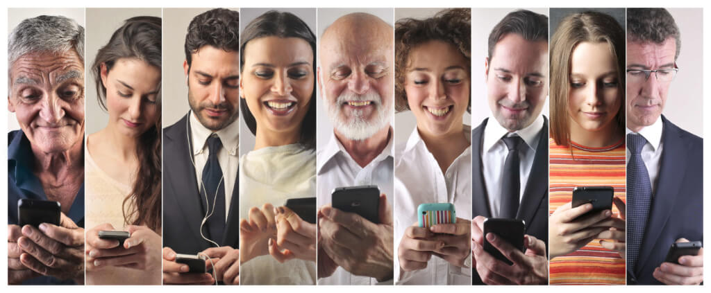 People of different age using various smartphones