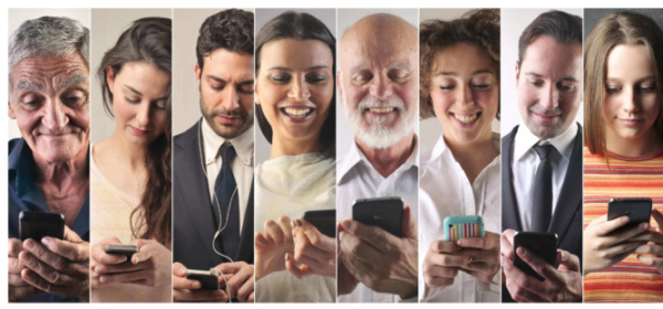 People of different age using various smartphones