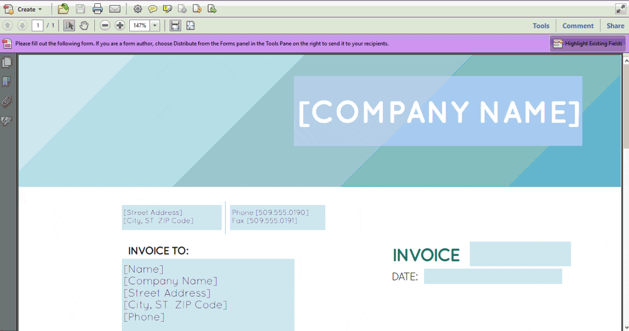 You can easily edit our PDF invoice template and print it or save it as a PDF to email the invoice to your client