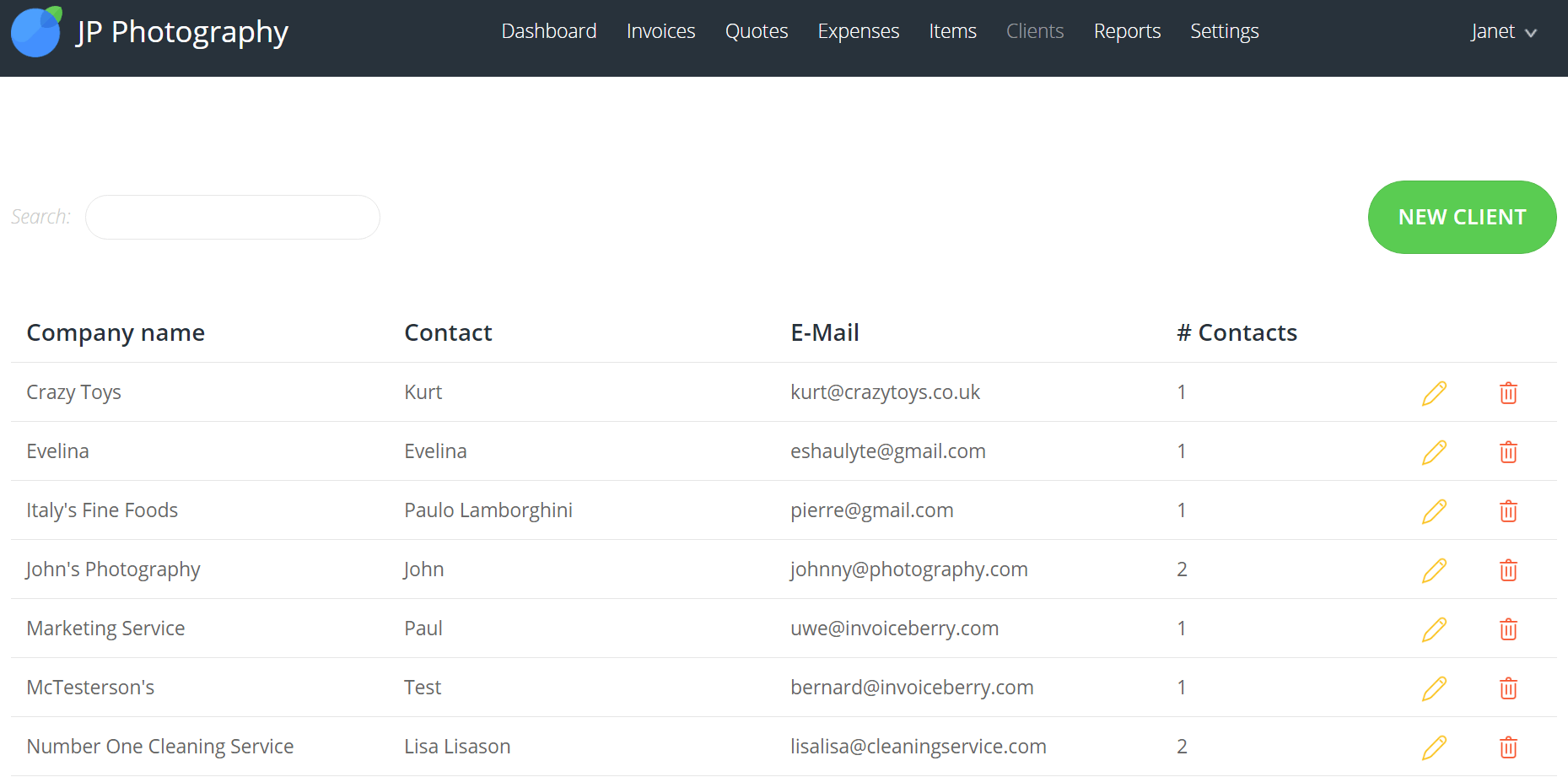 With InvoiceBerry's online invoicing software, all your client's information is stored on the cloud