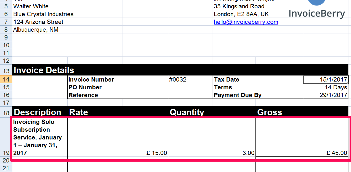 Now you have to enter the information for the product or service already delivered