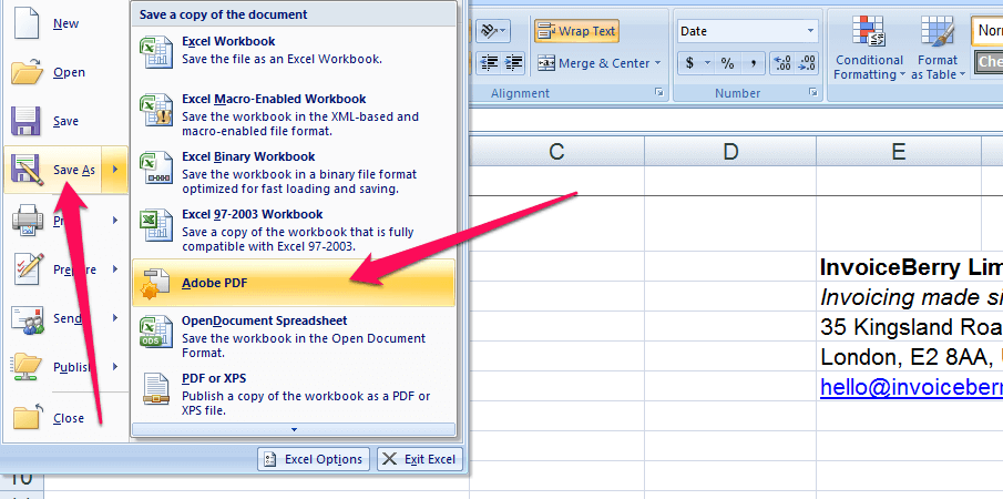 or you can save it as an Excel file or PDF to email it