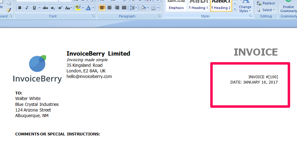 Enter in your unique invoice number and invoice date