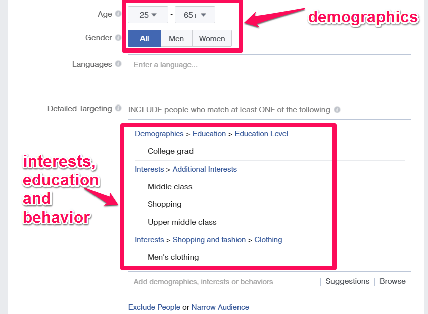 You can get really specific with your audience selection