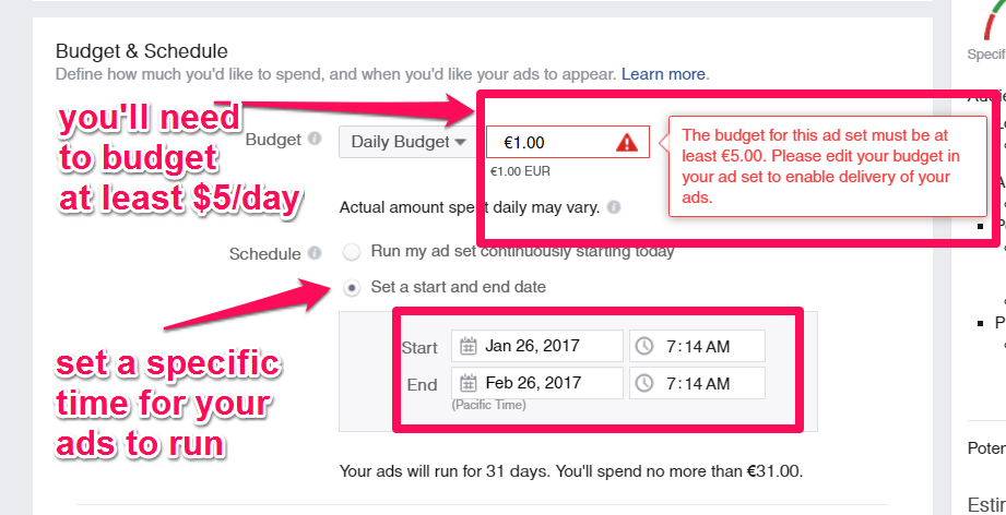 When you create your Facebook ad, it will be best to not run it continuously
