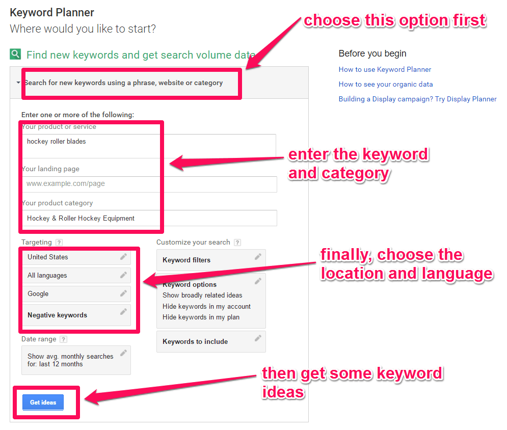 These are the necessary details you need to plan your keywords