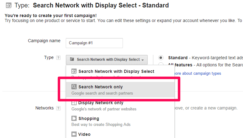 It is usually best to just stay in the Search Network