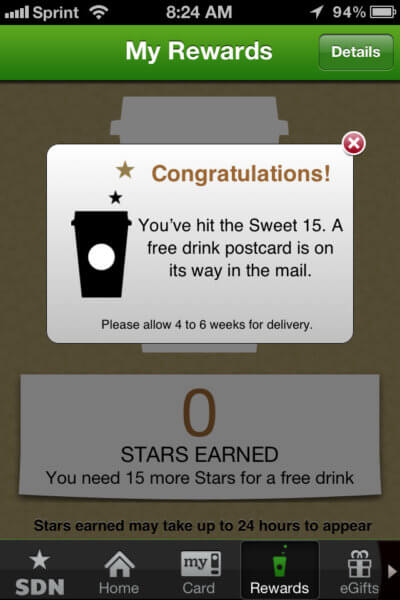 Starbucks has an engaging loyalty rewards card