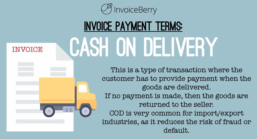 Cash on delivery (COD) allows the customer to pay the invoice after receiving the goods