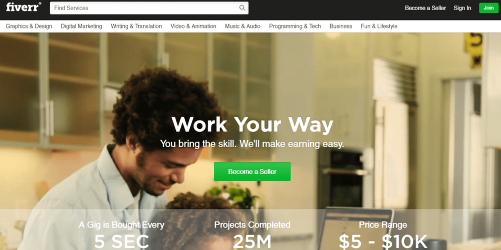 Fiverr is one of the most popular places to find freelance jobs