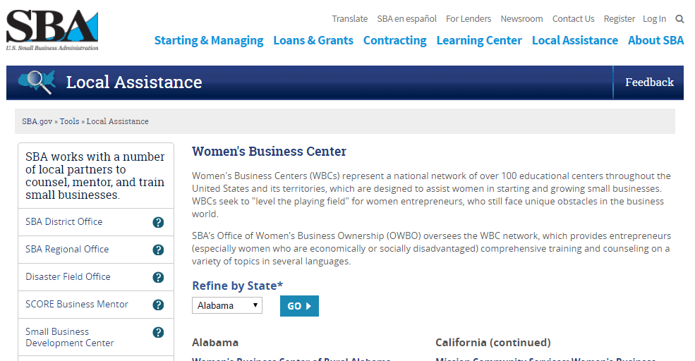 The US SBA has great resources for women entrepreneurs