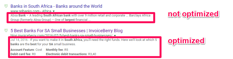 You can easily tell the difference between optimized and not optimized meta description