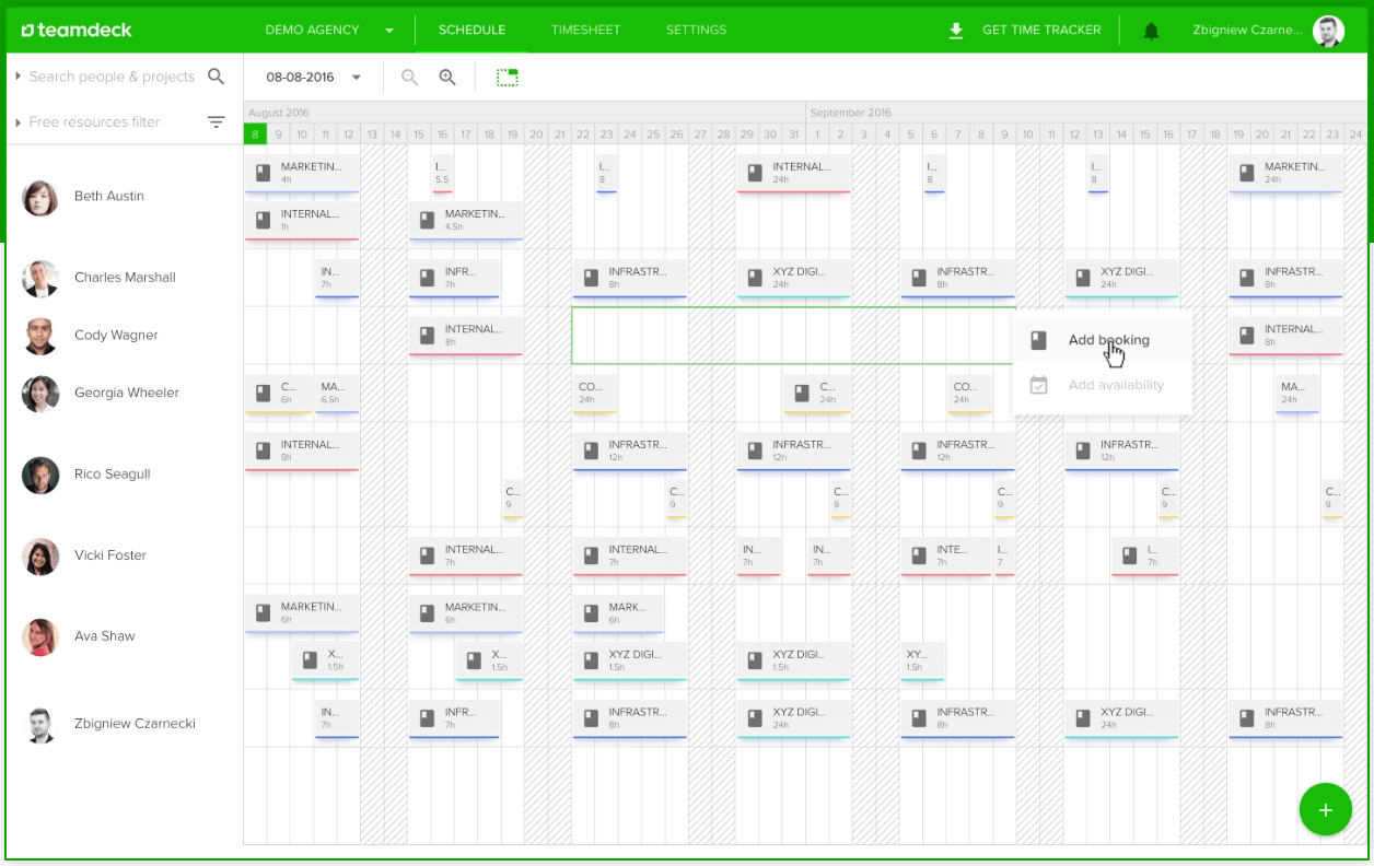 Teamdeck is a great tool for scheduling and time management.