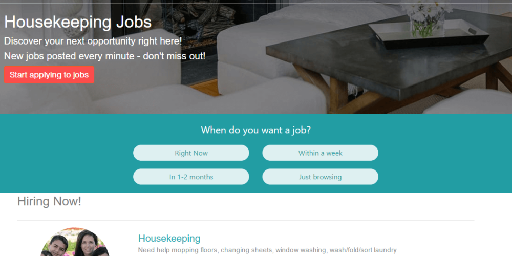 Care.com lists cleaning jobs in the US for great hourly rates