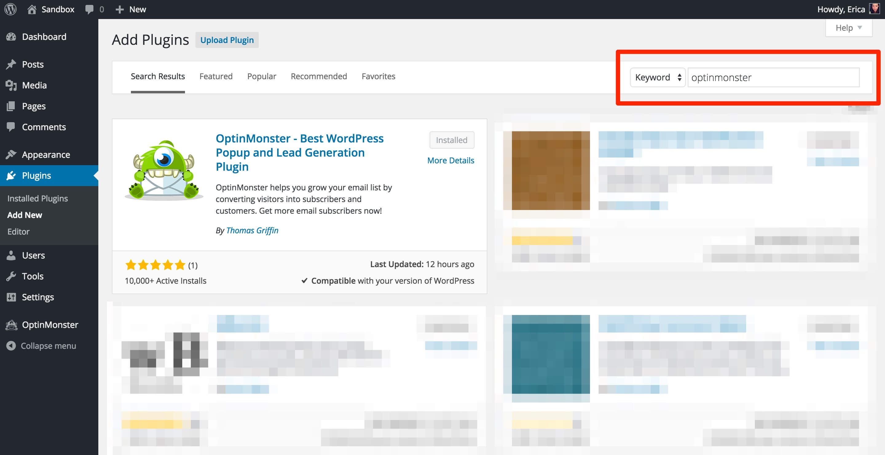 OptinMonster WordPress plugin.