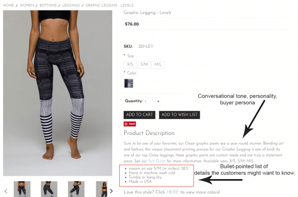 Onzie-SEO-Product-Description-Details-Example