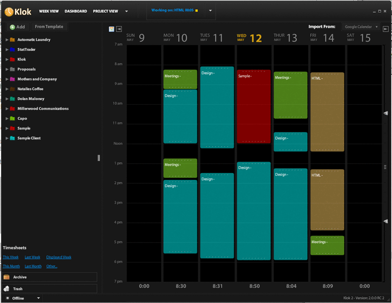 Klok is a time tracking software available for freelancers.