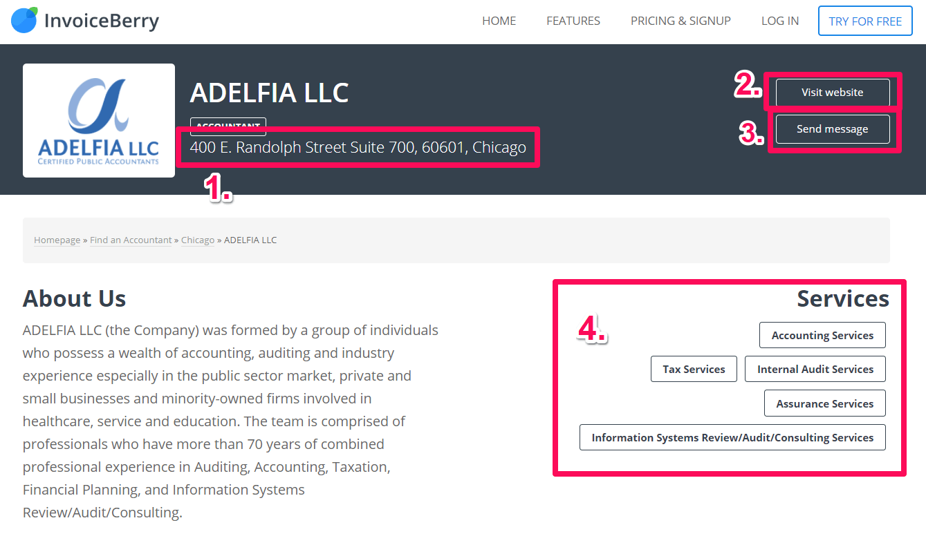 Accountant directory gives you a chance to explore each firm.