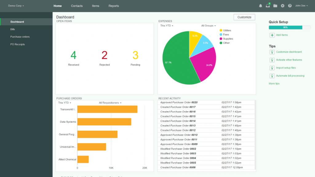 spendwise accounting dashboard example