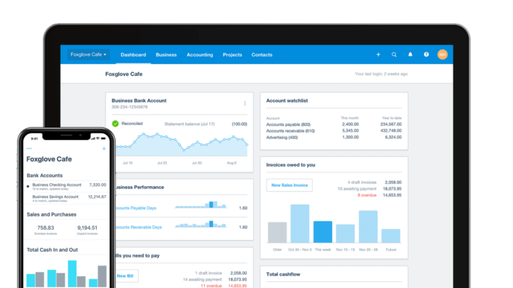 xero accounting dashboard example