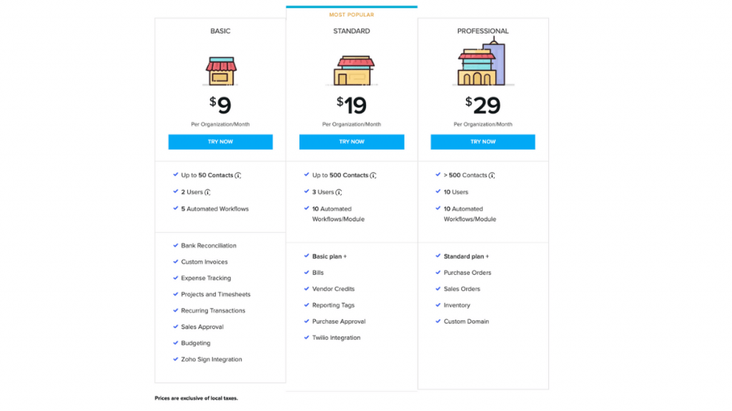 zoho books price comparison
