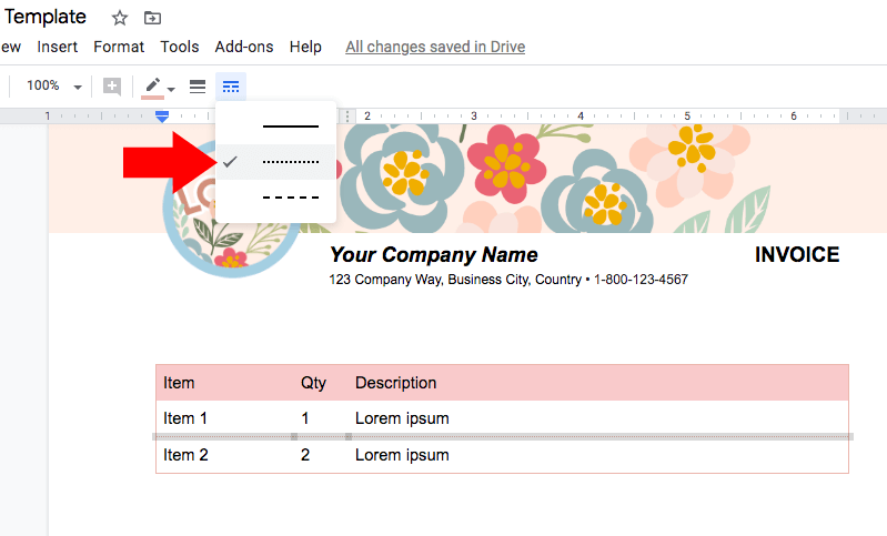 line-google-docs-invoice