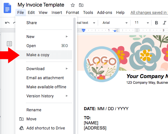 make-copy-google-docs-invoice