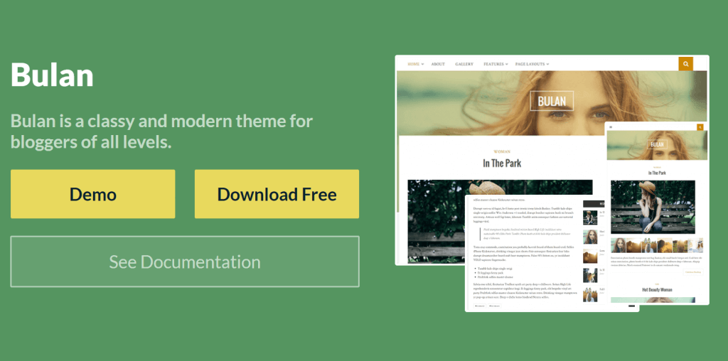 bulan blog theme homepage