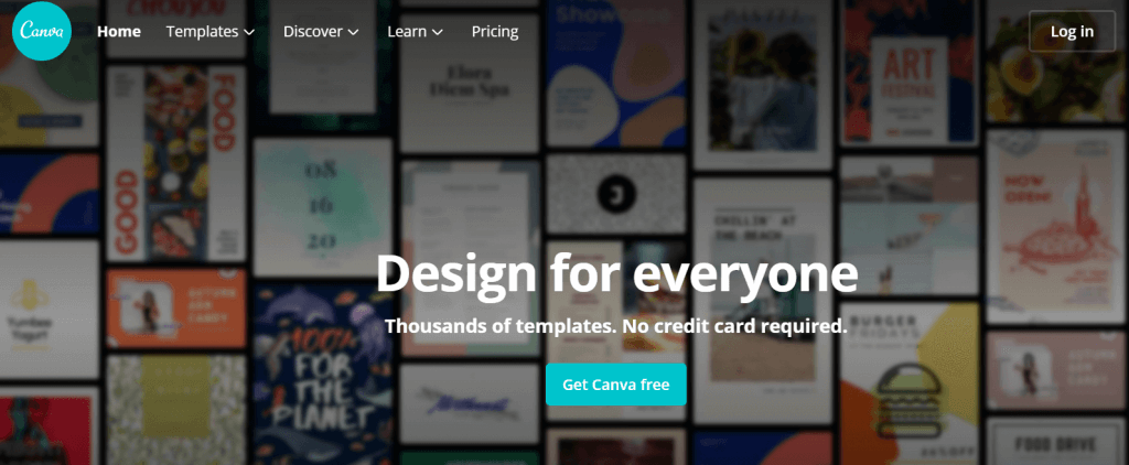 canva homepage
